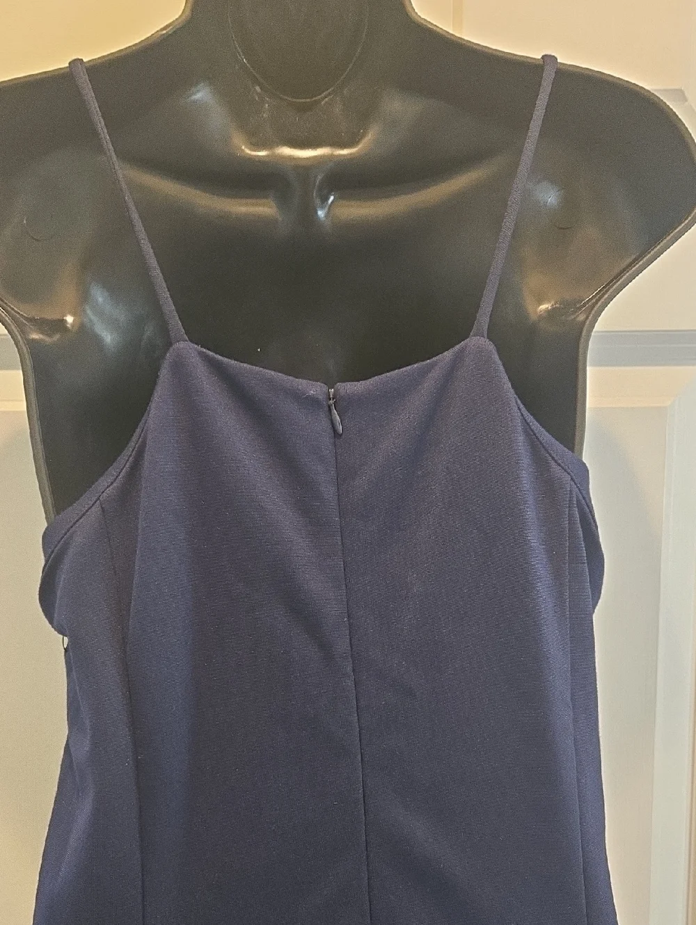 NWT Amanda Uprichard L Navy Blue Flowy Midi Dress   Spaghetti Strap Flare Hem - Picture 7 of 9